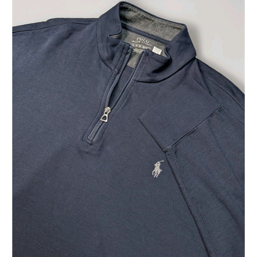Polo Ralph Lauren Quarter Zip Mens Pullover Sweater Blue Size XL Cotton Viscose